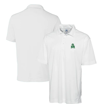 Men's Cutter & Buck White Marshall Thundering Herd DryTec Genre Textured Solid Polo