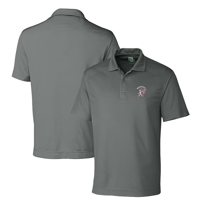 Men's Cutter & Buck Steel Mississippi State Bulldogs DryTec Genre Textured Solid Polo