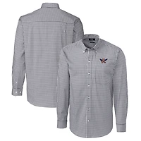 Men's Cutter & Buck Charcoal Auburn Tigers Easy Care Stretch Gingham Long Sleeve Button-Down Shirt
