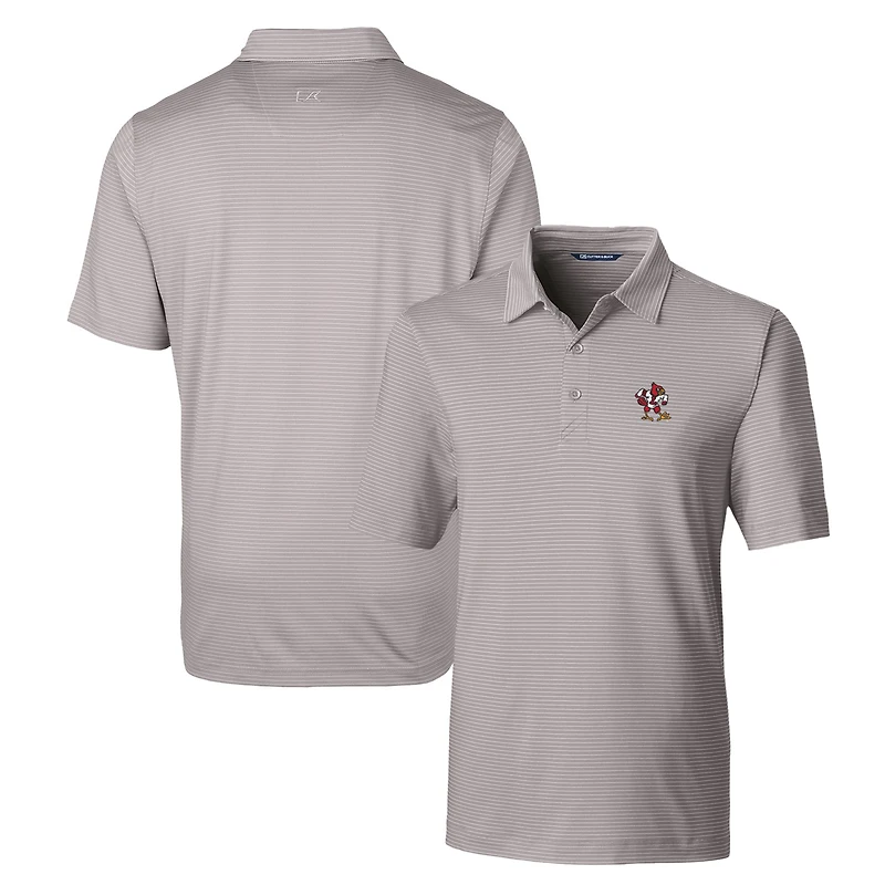 Men's Cutter & Buck Gray Louisville Cardinals Forge Pencil Stripe Stretch Polo