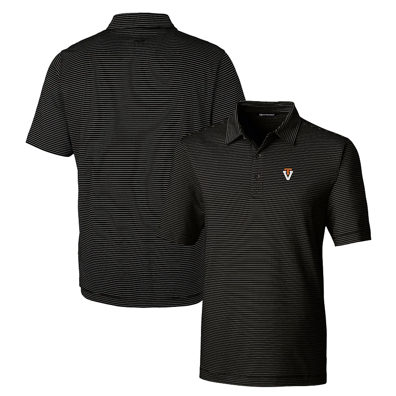Men's Cutter & Buck Black Virginia Tech Hokies Forge Pencil Stripe Stretch Polo