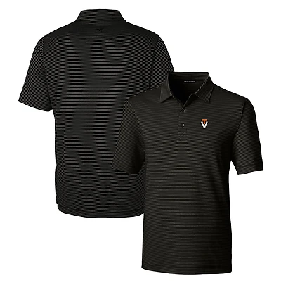 Men's Cutter & Buck Black Virginia Tech Hokies Forge Pencil Stripe Stretch Polo