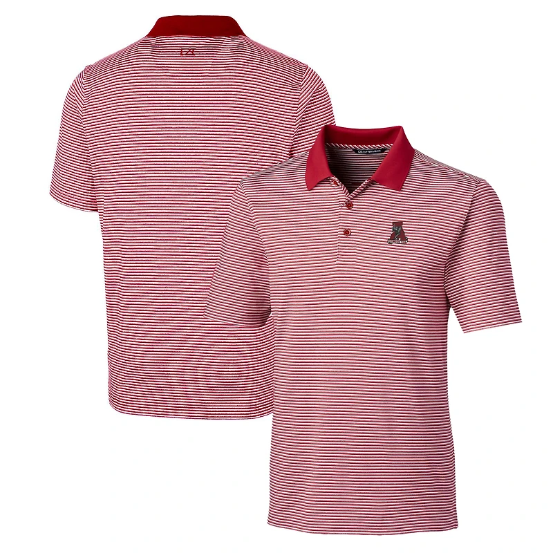 Men's Cutter & Buck Crimson Alabama Crimson Tide Forge Tonal Stripe Stretch Polo