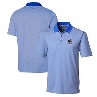 Men's Cutter & Buck Blue Delaware Fightin' Blue Hens Forge Tonal Stripe Stretch Polo