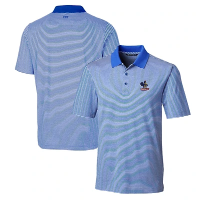 Men's Cutter & Buck Blue Delaware Fightin' Blue Hens Forge Tonal Stripe Stretch Polo