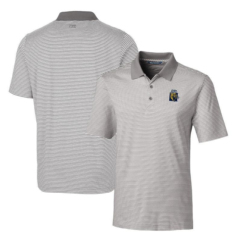 Men's Cutter & Buck Gray FIU Panthers Forge Tonal Stripe Stretch Polo