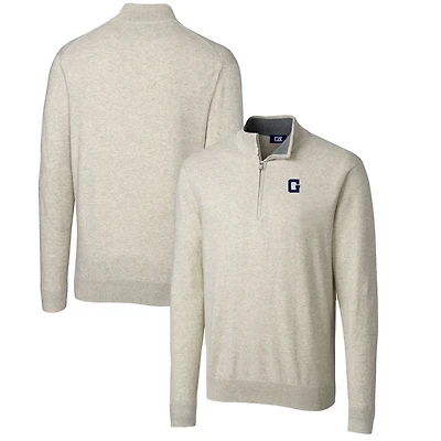 Men's Cutter & Buck Oatmeal Georgetown Hoyas Lakemont Quarter-Zip Pullover Sweater