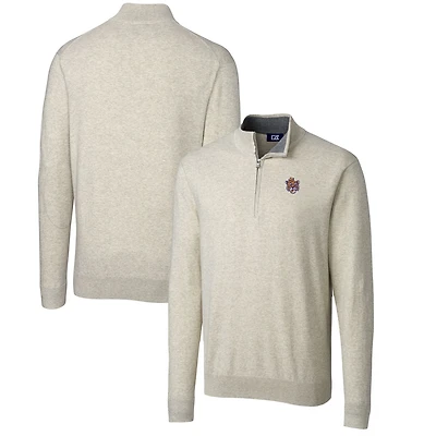 Men's Cutter & Buck Oatmeal LSU Tigers Lakemont Quarter-Zip Pullover Sweater