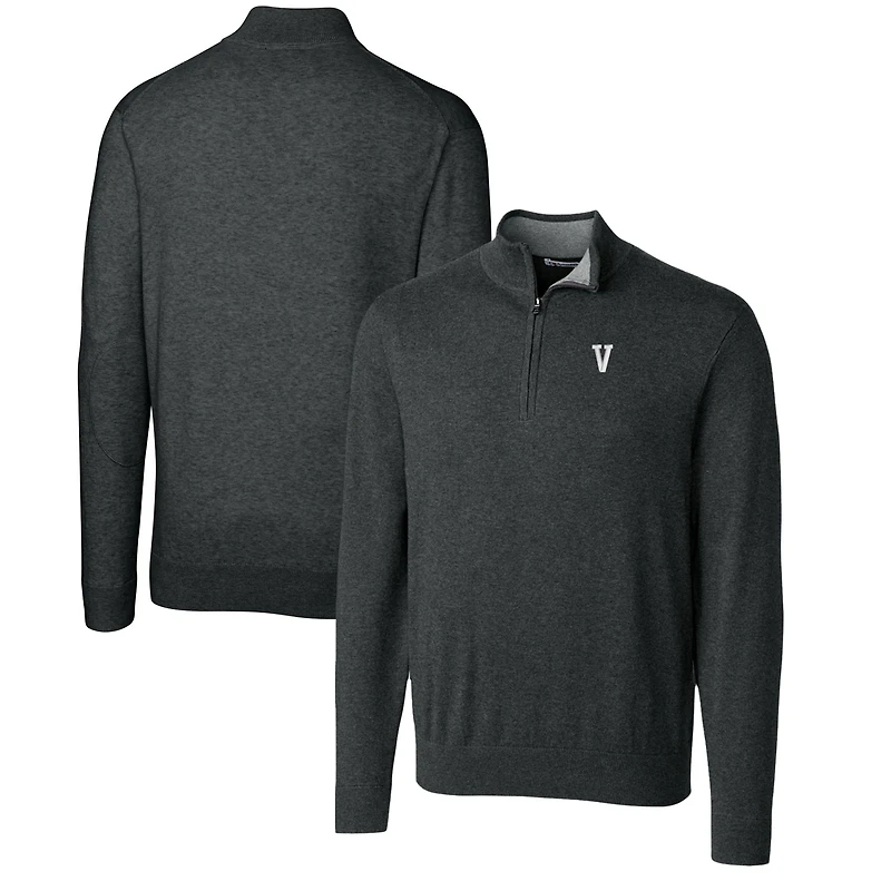 Men's Cutter & Buck Heather Charcoal Villanova Wildcats Lakemont Quarter-Zip Pullover Sweater