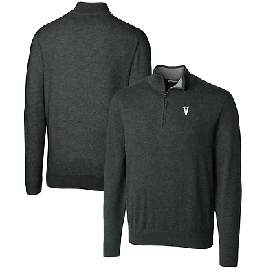 Men's Cutter & Buck Heather Charcoal Villanova Wildcats Lakemont Quarter-Zip Pullover Sweater