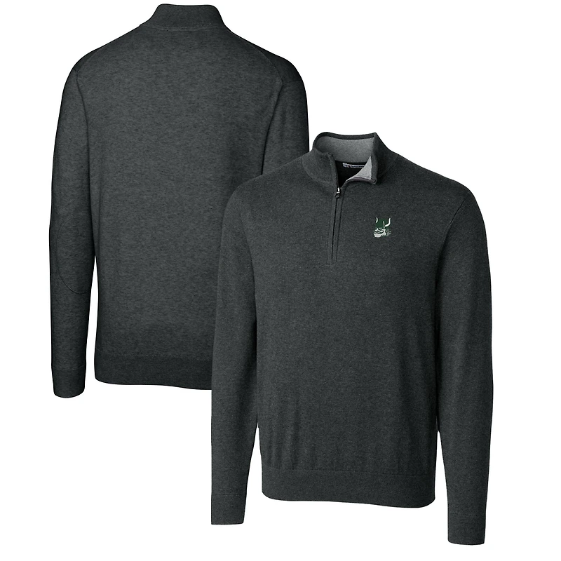 Men's Cutter & Buck Heather Charcoal Portland State Vikings Lakemont Quarter-Zip Pullover Sweater
