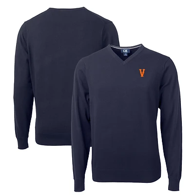 Men's Cutter & Buck Navy Virginia Cavaliers Vintage Lakemont Tri-Blend V-Neck Pullover Sweater