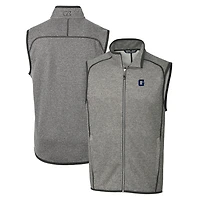 Men's Cutter & Buck Heather Gray Georgetown Hoyas Mainsail Sweater-Knit Full-Zip Vest