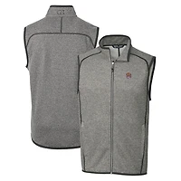 Men's Cutter & Buck Heather Gray LSU Tigers Mainsail Sweater-Knit Full-Zip Vest