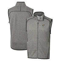 Men's Cutter & Buck Heather Gray West Virginia Mountaineers Mainsail Sweater-Knit Full-Zip Vest