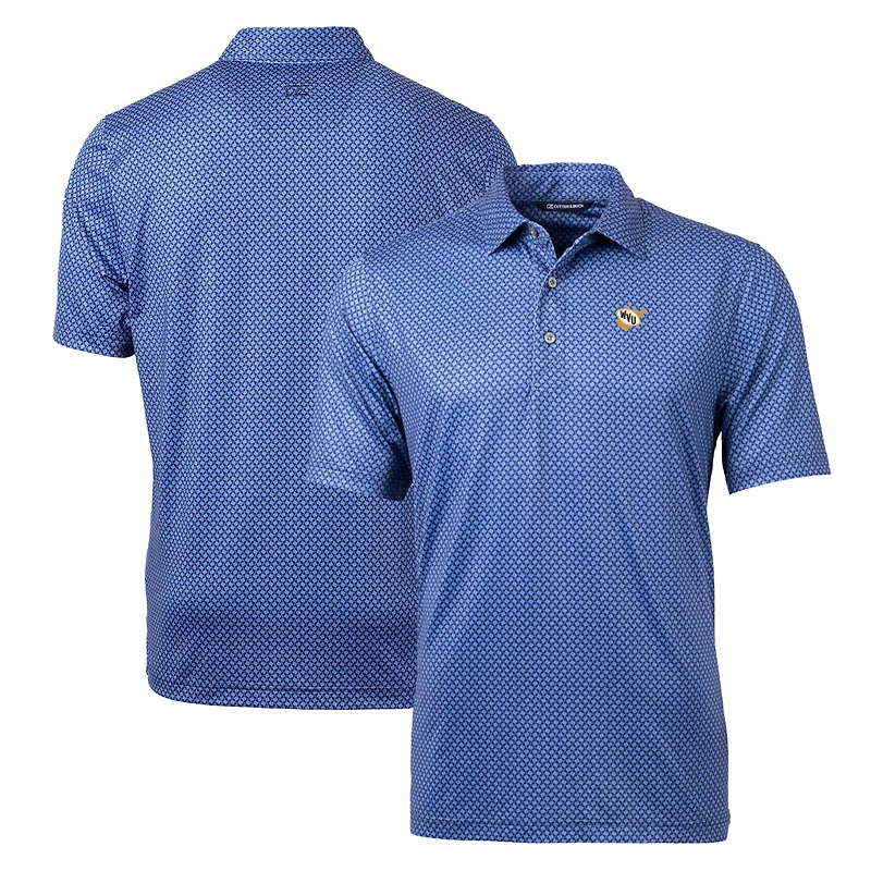 Men's Cutter & Buck Navy West Virginia Mountaineers Pike Banner Stretch Polo