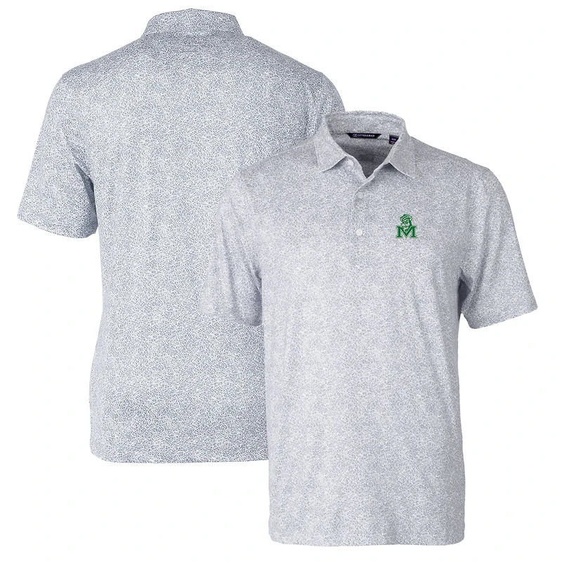 Men's Cutter & Buck Gray Marshall Thundering Herd Pike Constellation Stretch Polo