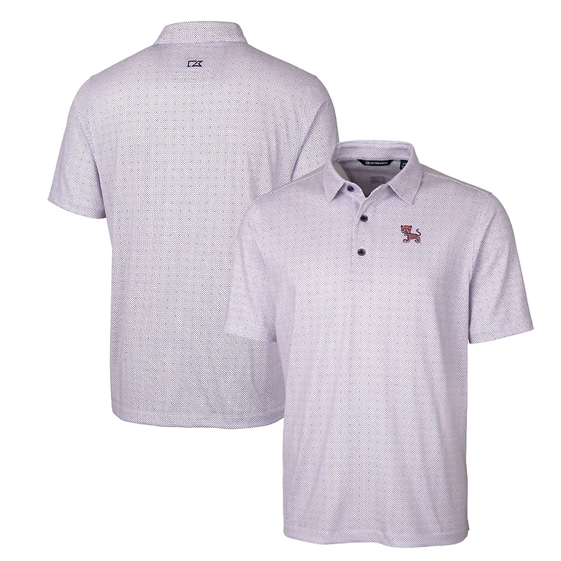 Men's Cutter & Buck Purple Clemson Tigers Primary Team Logo Pike Double Dot Print Stretch Polo