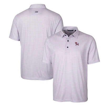 Men's Cutter & Buck Purple Clemson Tigers Primary Team Logo Pike Double Dot Print Stretch Polo