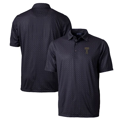 Men's Cutter & Buck Black Georgia Tech Yellow Jackets Primary Team Logo Pike Double Dot Print Stretch Polo
