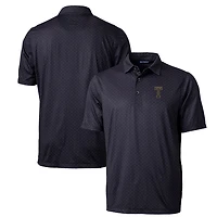 Men's Cutter & Buck Black Georgia Tech Yellow Jackets Primary Team Logo Pike Double Dot Print Stretch Polo