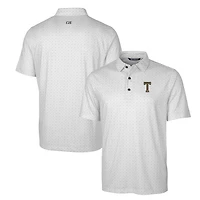 Men's Cutter & Buck Charcoal Georgia Tech Yellow Jackets Primary Team Logo Pike Double Dot Print Stretch Polo