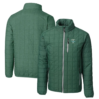 Cutter & Buck Heather Green Tulane Green Wave Primary Team Logo Rainier PrimaLoft Eco Insulated Full-Zip Puffer Jacket