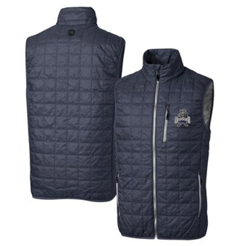 Cutter & Buck Heather Navy Utah State Aggies Primary Team Logo Rainier PrimaLoft Eco Insulated Full-Zip Puffer Vest