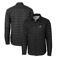 Men's Cutter & Buck Black Arkansas Razorbacks Rainier PrimaLoft Eco Insulated Quilted Button-Up Shacket