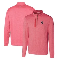 Men's Cutter & Buck Red Gonzaga Bulldogs Heathered Vault Stealth Quarter-Zip Pullover Top