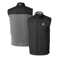 Men's Cutter & Buck Black Marshall Thundering Herd Vault Stealth Hybrid Quilted Full-Zip Windbreaker Vest