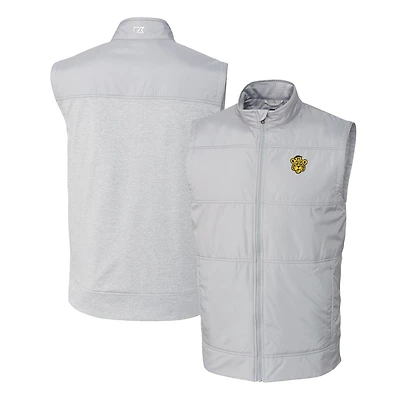 Men's Cutter & Buck Gray Missouri Tigers Vault Stealth Hybrid Quilted Full-Zip Windbreaker Vest