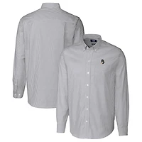 Men's Cutter & Buck Charcoal Michigan State Spartans Vault Stretch Oxford Stripe Long Sleeve Button-Down Shirt