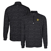 Men's Cutter & Buck Black Missouri Tigers Vault Traverse Camo Print Stretch Quarter-Zip Pullover Top