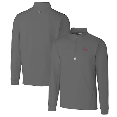 Men's Cutter & Buck Steel Clemson Tigers Traverse Stretch Quarter Zip-Pullover Top