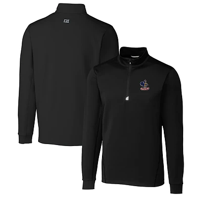 Men's Cutter & Buck Black Delaware Fightin' Blue Hens Traverse Stretch Quarter Zip-Pullover Top