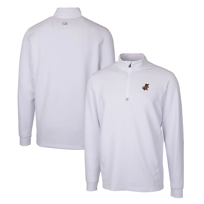 Men's Cutter & Buck White Florida Gators Traverse Stretch Quarter Zip-Pullover Top