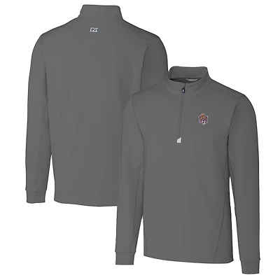 Men's Cutter & Buck Steel LSU Tigers Traverse Stretch Quarter Zip-Pullover Top