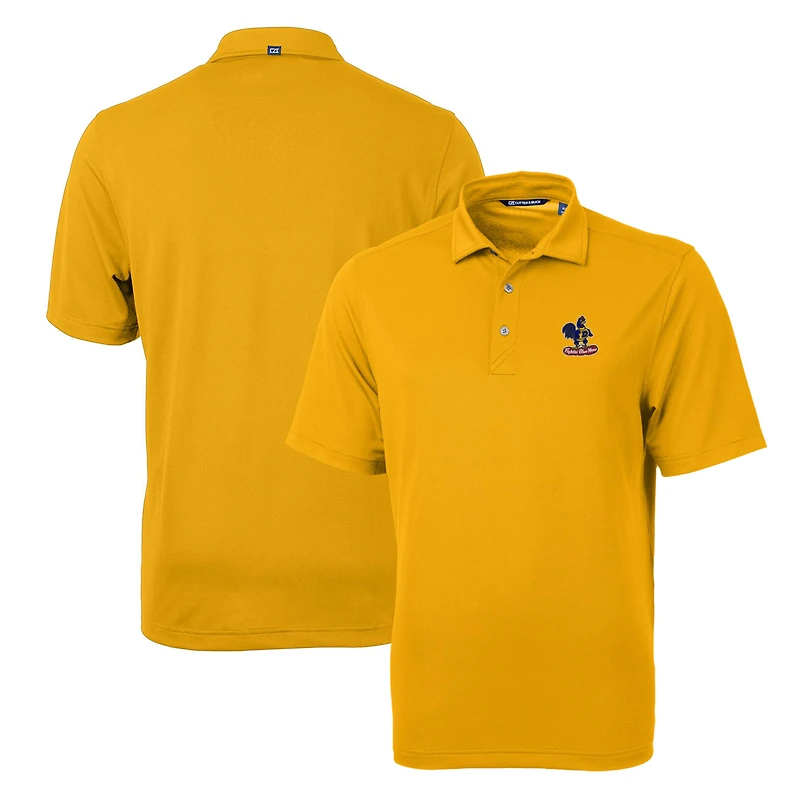 Men's Cutter & Buck Gold Delaware Fightin' Blue Hens Team Logo Virtue Eco Pique Recycled Polo