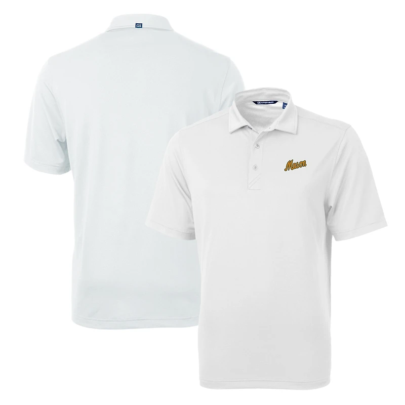Men's Cutter & Buck White George Mason Patriots Team Logo Virtue Eco Pique Recycled Polo