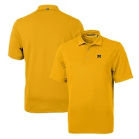 Men's Cutter & Buck Gold Michigan Wolverines Team Logo Virtue Eco Pique Recycled Polo