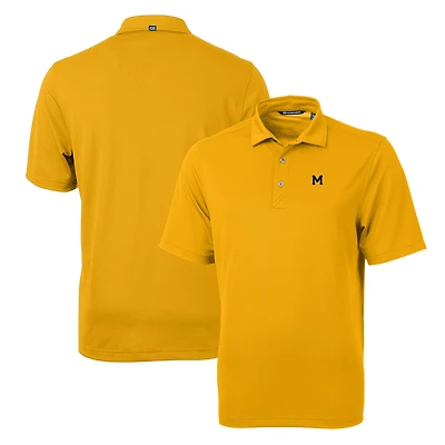 Men's Cutter & Buck Gold Michigan Wolverines Team Logo Virtue Eco Pique Recycled Polo