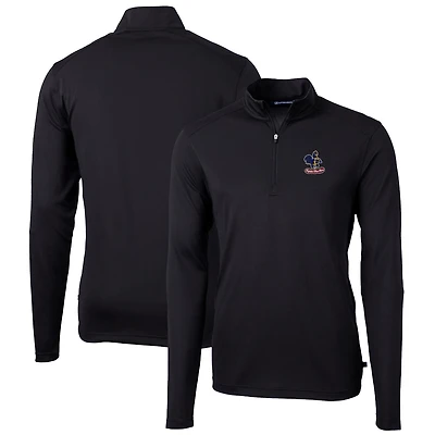 Men's Cutter & Buck Black Delaware Fightin' Blue Hens Virtue Eco Pique Recycled Quarter-Zip Pullover Top