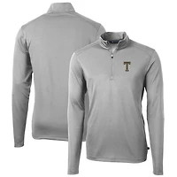 Men's Cutter & Buck Gray Georgia Tech Yellow Jackets Virtue Eco Pique Recycled Quarter-Zip Pullover Top