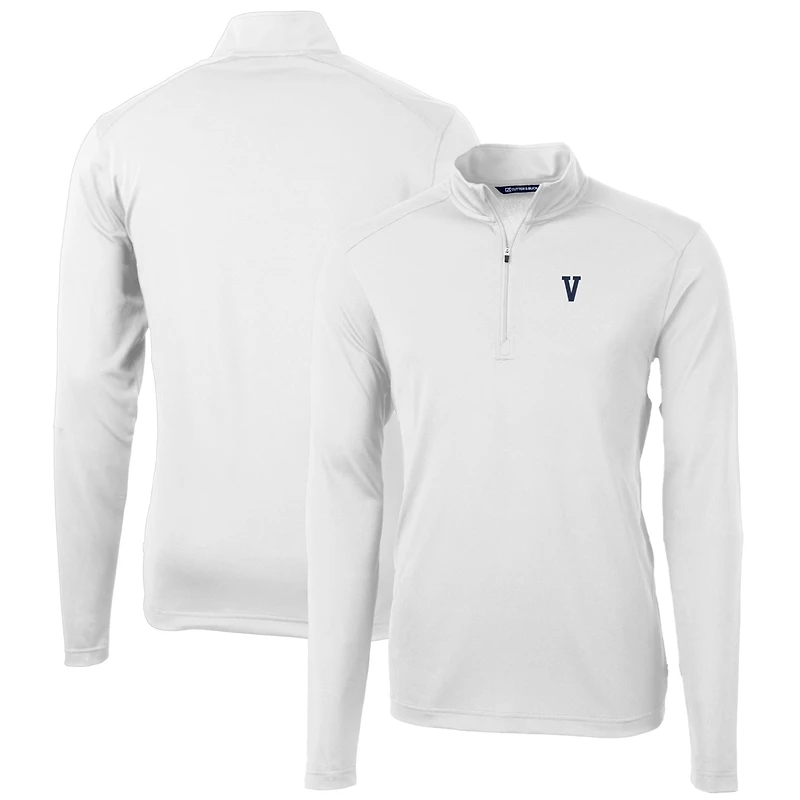 Men's Cutter & Buck White Villanova Wildcats Virtue Eco Pique Recycled Quarter-Zip Pullover Top