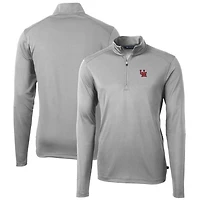Men's Cutter & Buck Gray Ole Miss Rebels Virtue Eco Pique Recycled Quarter-Zip Pullover Top