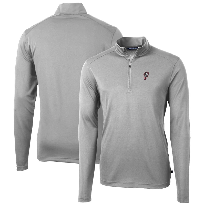 Men's Cutter & Buck Gray Ohio State Buckeyes Virtue Eco Pique Recycled Quarter-Zip Pullover Top