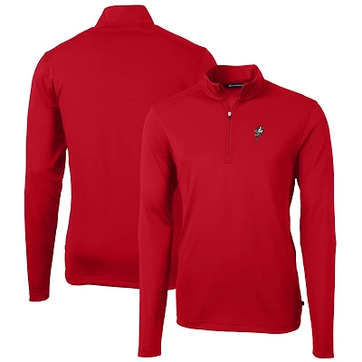 Men's Cutter & Buck Scarlet Ohio State Buckeyes Virtue Eco Pique Recycled Quarter-Zip Pullover Top