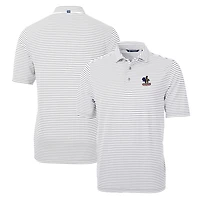 Men's Cutter & Buck Gray Delaware Fightin' Blue Hens Throwback Logo Virtue Eco Pique Stripe Recycled Polo