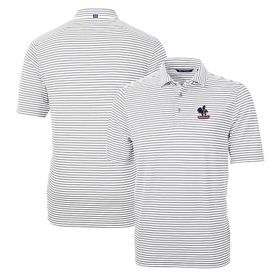 Men's Cutter & Buck Gray Delaware Fightin' Blue Hens Throwback Logo Virtue Eco Pique Stripe Recycled Polo